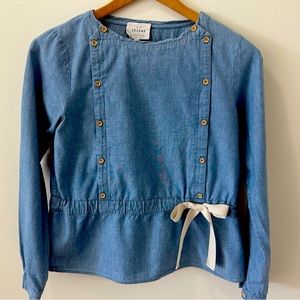 Sezane Chambray Peplum Blouse